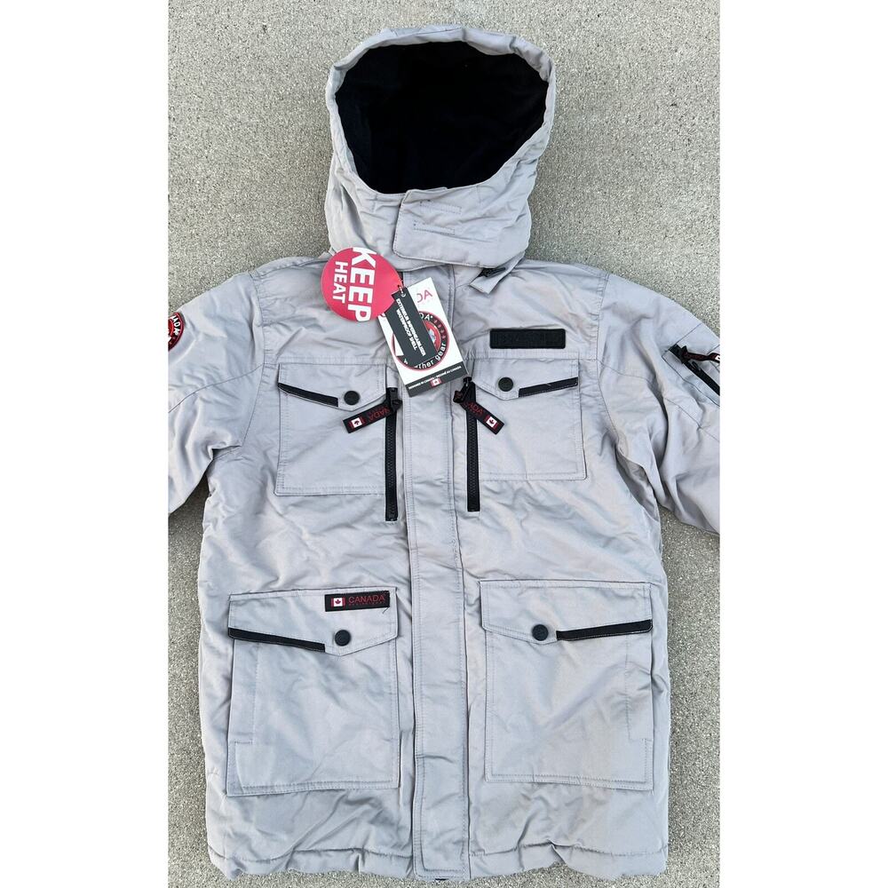 Canada Parka Jacket Weather Gear Waterproof Grey Boys Size Large 14-16 Brand New - Picture 5 of 14